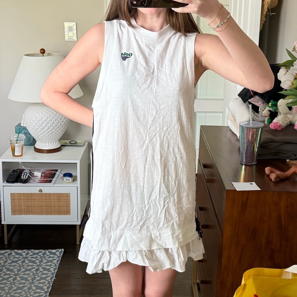 Gola White Sleeveless Ruffle-Hem Mini Dress